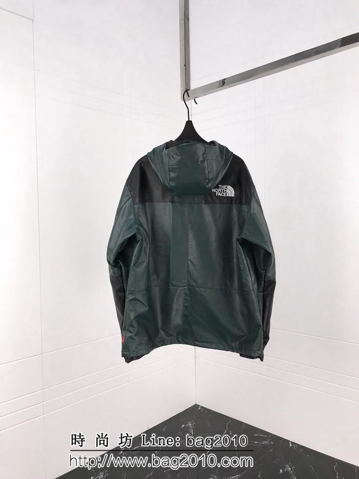 SUPREME X TNF 重工聯名皮質 軍綠色 抓絨衝鋒衣 情侶款 ydi1885